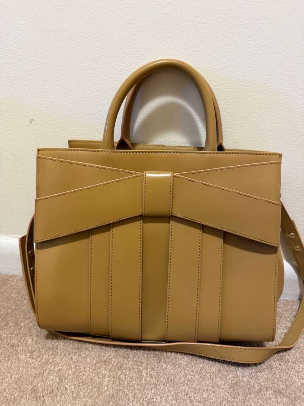 Zac Posen Camel Bow-Accent Satchel